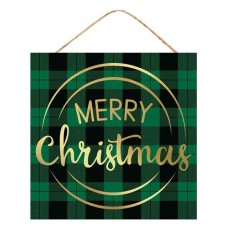 Merry Christmas Green Check Sign, AP860306