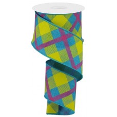 Turquoise/Yellow/Hot Pink Plaid, 2.5", RG01683A2