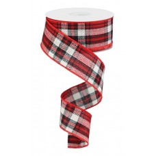 Woven Plaid Red/Blk/Wht, 1.5", RG01780