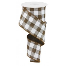 Brown and White Striped Check on Royal, 2.5", RG0180004