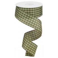 Primitive Green/Natural Gingham, 1.5", RW7808