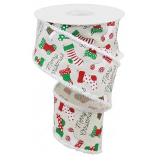 Christmas Stockings on Cream, 2.5", RG08710C2