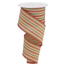 Country Christmas Slash Stripe Tan, 2.5", RGB1226F2