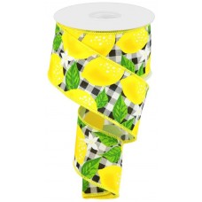 Lemons with Black Gingham Ribbon, 2.5", RGC1113J3