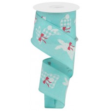 Patterned Bunnies on Ice Blue, 2.5", RGC1235RM