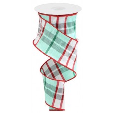 Mint/Red Plaid Dupioni, 2.5", RGC133279