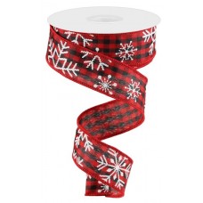 Snowflakes on Buffalo Plaid, 1.5", RGC1412