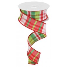 Red/Pink/Green Plaid Dupioni, 1.5", RGP109733