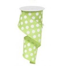 Pastel Green Polka Dot Ribbon, 2.5", RW8002