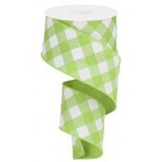 Pastel Green Plaid Ribbon, 2.5", RW8002