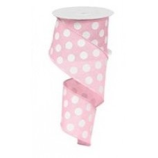 Pastel Pink Polka Dot Ribbon, 2.5", RW8002