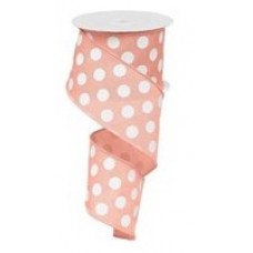 Pastel Coral Polka Dot Ribbon, 2.5", RW8002