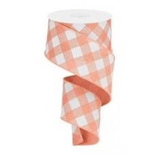 Pastel Coral Plaid Ribbon, 2.5", RW8002