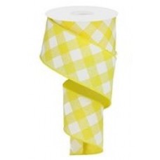 Pastel Yellow Plaid Ribbon, 2.5", RW8002