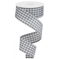 Gray/White Gingham, 1.5", RW8021